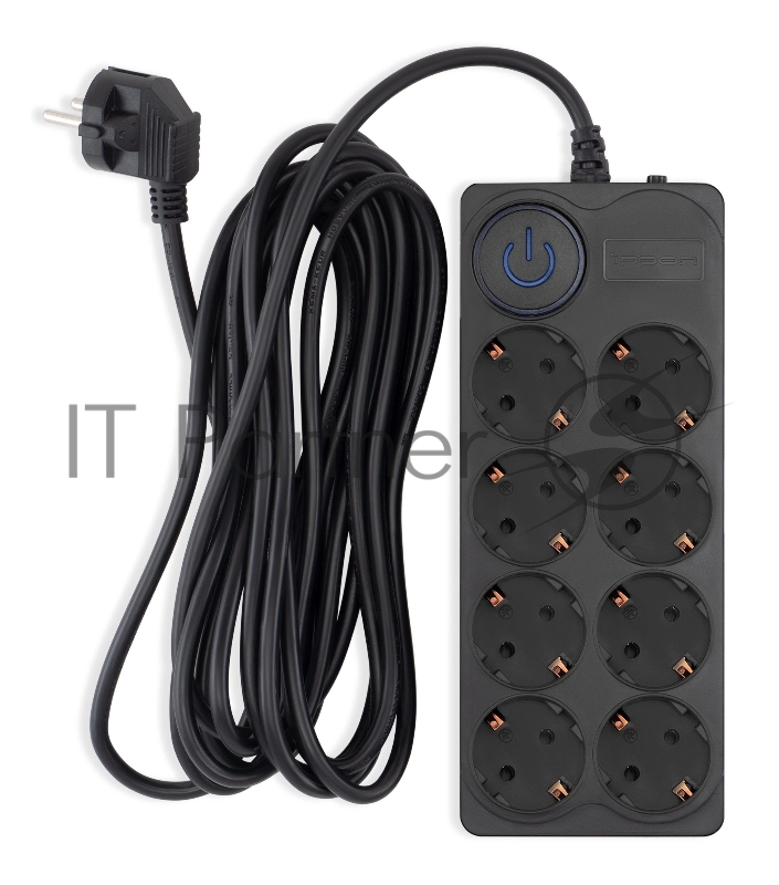 Сетевой фильтр Ippon BK-8-EU-5-10-B 5м (8 розеток) черный (коробка)