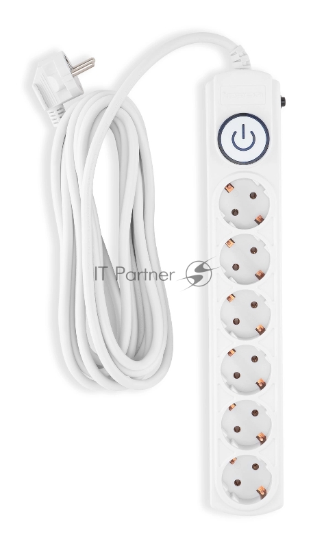 Сетевой фильтр Ippon BK-6-EU-5-16-W 5м (6 розеток) белый (коробка)