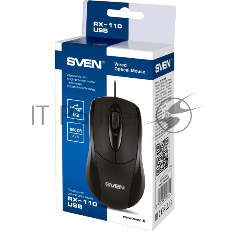 Мышь SVEN RX-110 / USB / WIRED / OPTICAL / BLACK