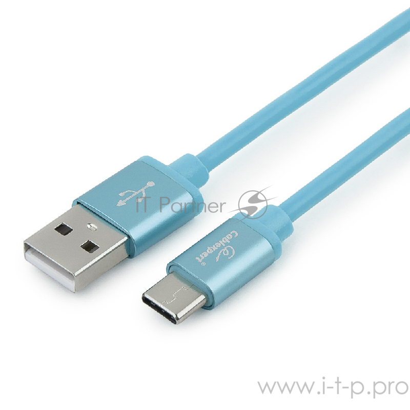 Кабель Cablexpert Кабель USB 2.0 CC-S-USBC01Bl-1M, AM/Type-C, серия Silver, длина 1м, синий, блистер