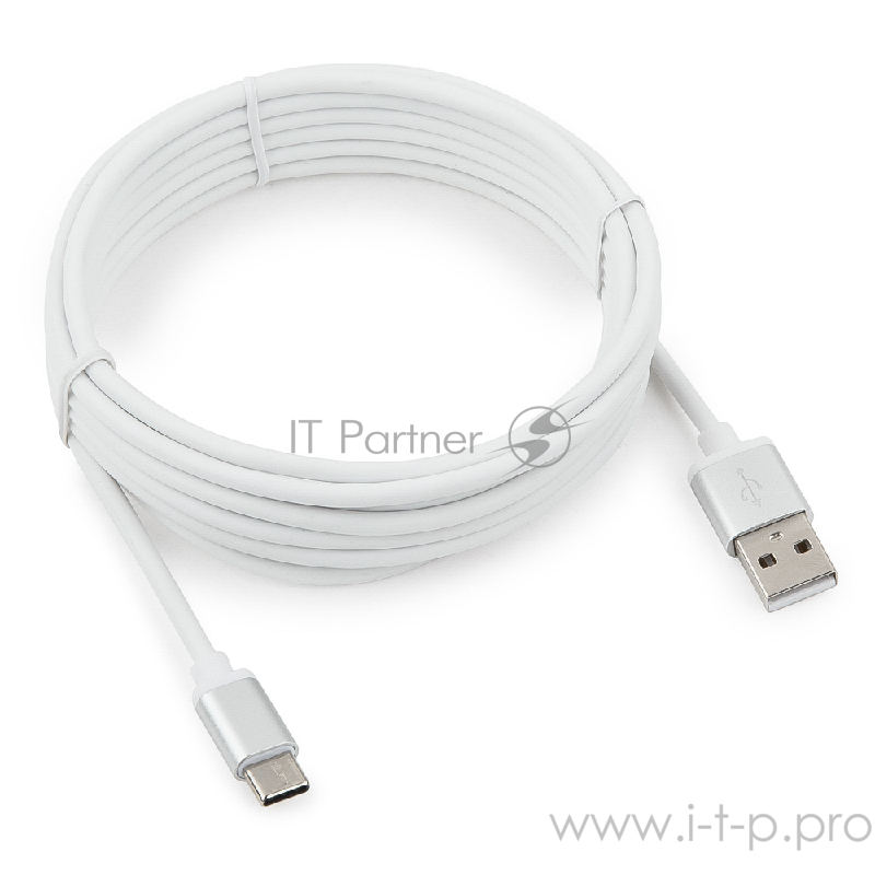 Кабель Cablexpert Кабель USB 2.0 CC-S-USBC01W-3M, AM/Type-C, серия Silver, длина 3м, белый, блистер