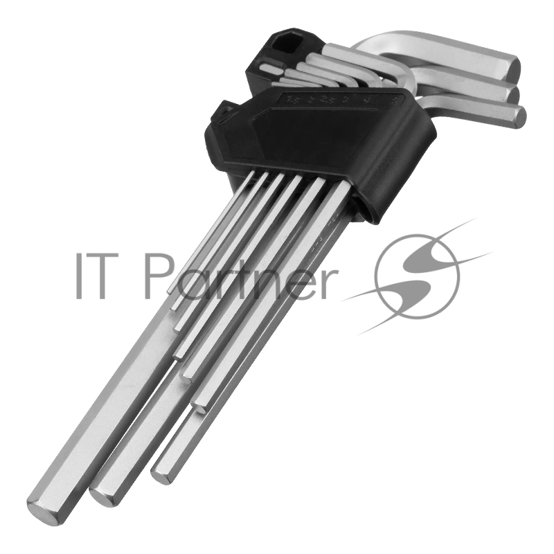 Набор ключей имбусовых, HEX, 1,5-10 мм, CrV, 9 шт., удлиненные// Denzel