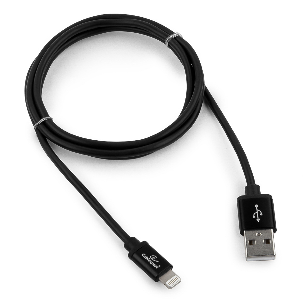 Кабель Cablexpert Кабель для Apple CC-S-APUSB01Bk-1M, AM/Lightning, серия Silver, длина 1м, черный, блистер