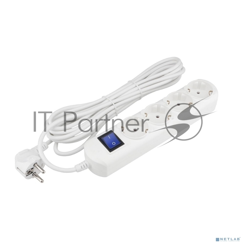 Удлинитель PC 3 м, 4р с/з, с выкл.16А бел. PC-5B-3M