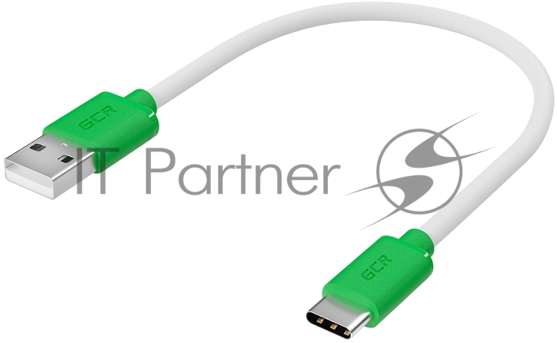 Кабель GCR QC 0.25m, TypeC, быстрая зарядка, белый TPE, зеленые коннекторы, 28/22 AWG, GCR-53039 GCR QC Кабель 0.25m, TypeC, быстрая зарядка, белый TPE, зеленые коннекторы, 28/22 AWG, GCR-53039