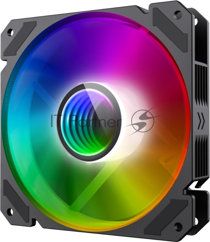 Кулер для корпуса ПК Gamemax FN-12Rainbow-C9, 12CM ARGB Rainbow Fan, frame with reflective design, 3pin+4Pin connector