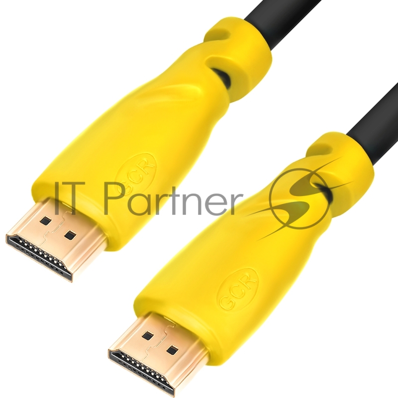 Кабель GCR 2.0m HDMI версия 1.4, черный, желтые коннекторы, OD7.3mm, 30/30 AWG, позолоченные контакты, Ethernet 10.2 Гбит/с, 3D, 4K GCR-HM340-2.0m, экран