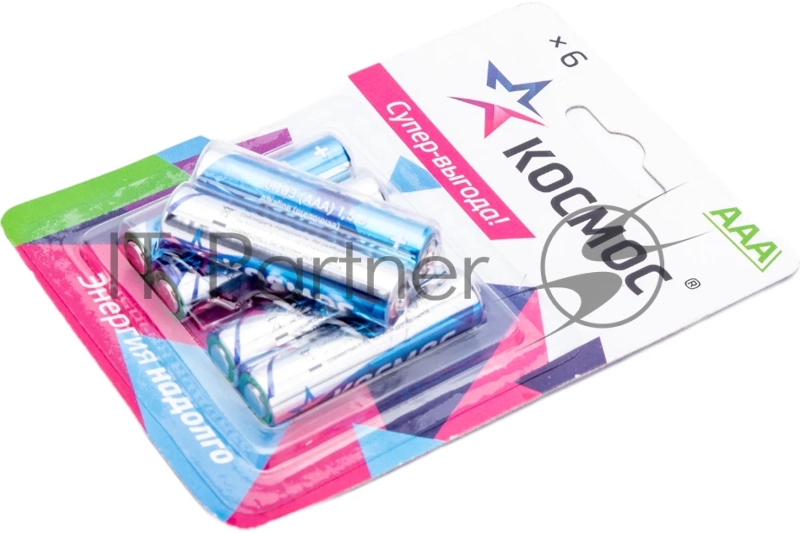 Элемент питания алкалиновый AAA/LR03 BP-6 (блист.6шт) КОСМОС KOCLR03BL6