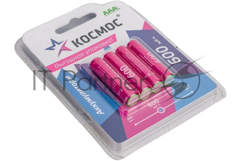 Аккумулятор AAA/R03 NI-MN 600мА.ч BP-4 (блист.4шт) КОСМОС KOCR03NIMH600mAh4BL