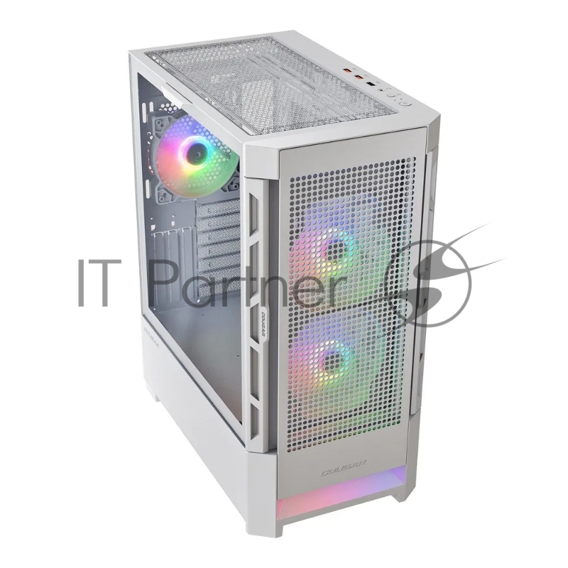 Корпус Cougar Airface RGB White, 2х140мм + 1x120mm ARGB Fan, ARGB Fan Hub, без БП, белый, ATX