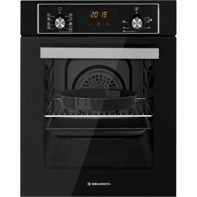 Встраиваемый духовой шкаф 45 см, ЦВЕТ: черная эмаль, ФУНКЦИИ: 9 функций (КОНВЕКЦИЯ и ГРИЛЬ), Электронный таймер с напоминанием (90 МИН.), Поворотные ручки управления, LOW-E СТЕКЛО: 2 стекла, Дополнительный круглый противень: есть