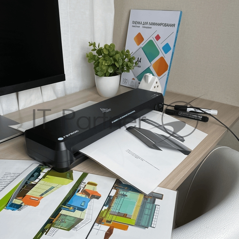 Ламинатор ГЕЛЕОС ЛМ A3 Старт, А3, 2х150 (пленка 75-150мкм), 300 мм/мин, 2 вала, пласт. корпус, мах толщина 0,6мм.