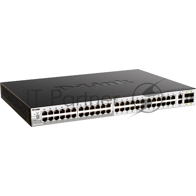 Управляемый L3 стекируемый коммутатор D-Link DGS-3130-54PS/B1A PROJ с 48 портами 10/100/1000Base-T, 2 портами 10GBase-T и 4 портами 10GBase-X SFP+ (48 портов PoE 802.3af/at, PoE-бюджет 370 Вт)