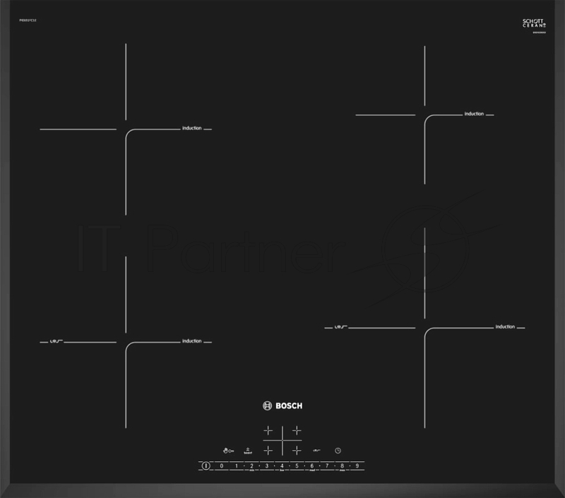 Индукционная варочная панель Bosch PIE651FC1E 60 см, индукция, скошенные края, сенсорное управление, черный
