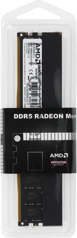 Оперативная память 16GB AMD Radeon™ DDR5 5600 DIMM Entertainment Series Black Gaming Memory R5516G5600U1S-U Non-ECC, CL40, 1.1V, RTL (R5516G5600U1S-U)