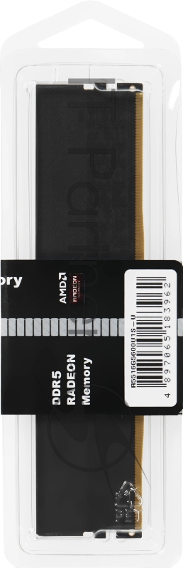 Оперативная память 16GB AMD Radeon™ DDR5 5600 DIMM Entertainment Series Black Gaming Memory R5516G5600U1S-U Non-ECC, CL40, 1.1V, RTL (R5516G5600U1S-U)