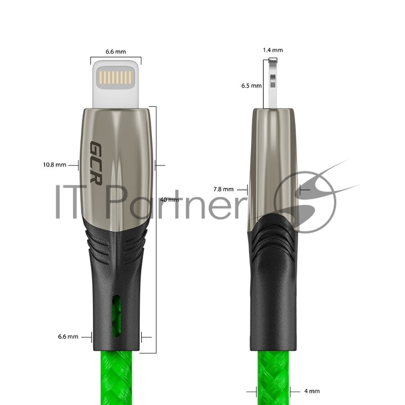 Кабель GCR 1.2m для iPhone, iPad, Air,, MFI series MERCEDES, GREEN NYLON, GCR-52784