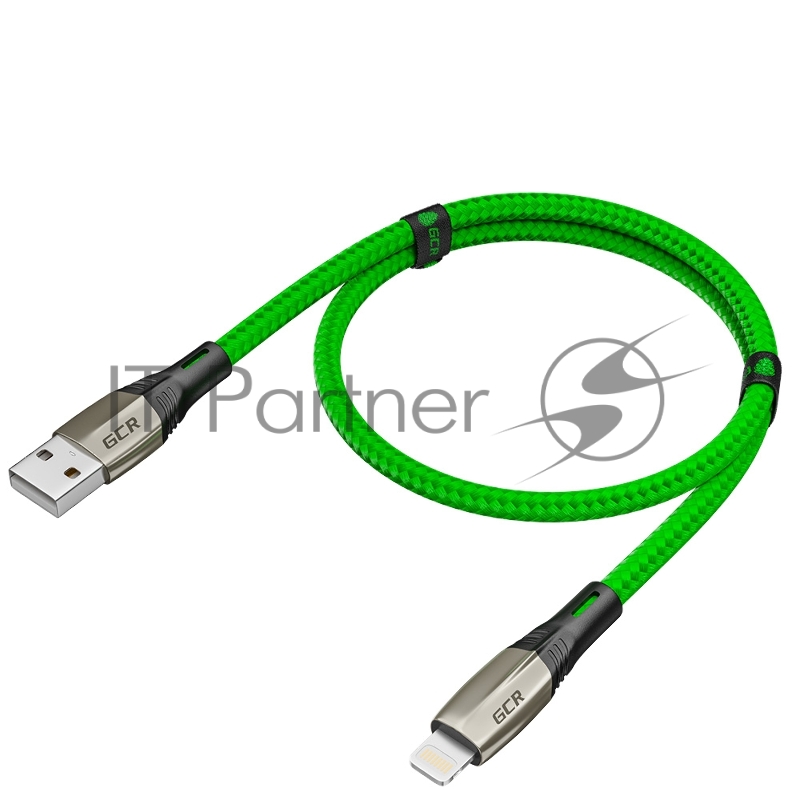 Кабель GCR 1.2m для iPhone, iPad, Air,, MFI series MERCEDES, GREEN NYLON, GCR-52784