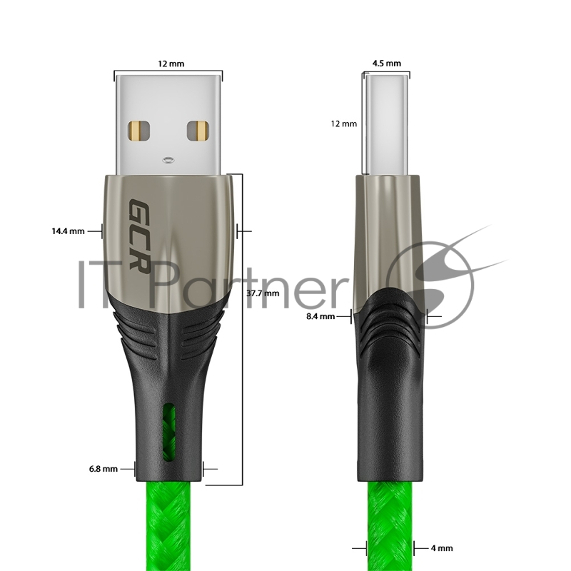 Кабель GCR 1.2m для iPhone, iPad, Air,, MFI series MERCEDES, GREEN NYLON, GCR-52784