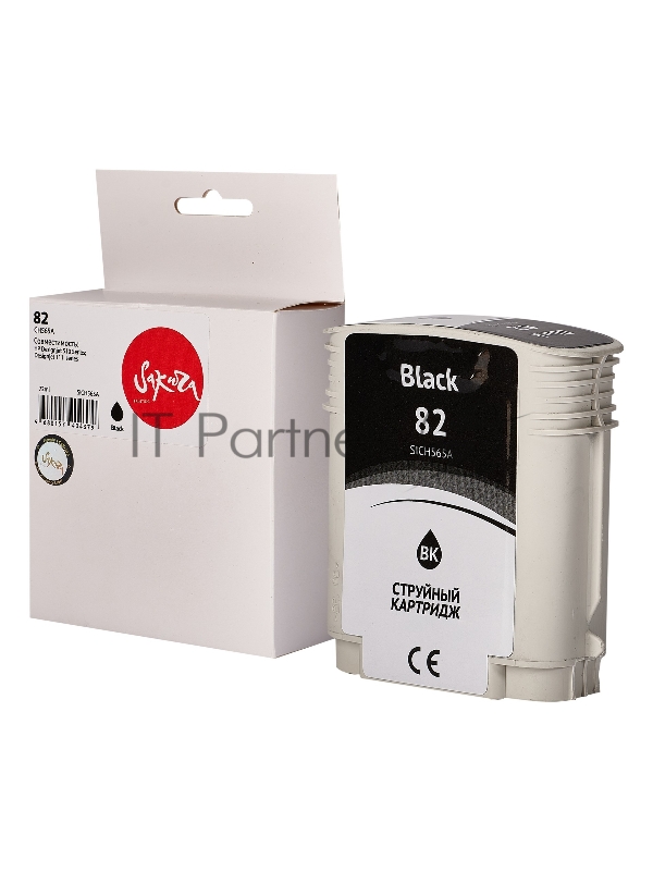 Струйный картридж Sakura CH565A (№82 Black) для HP, черный, 72 мл., 3200 к.