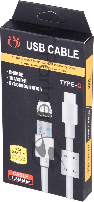 Кабель K-107 USB (m)-USB Type-C (m) 1.5м феррит.кольца белый коробка