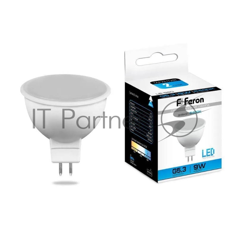 Лампа светодиодная LB-560 (9W) 230V G5.3 6400K MR16 | 25841 | FERON