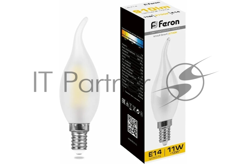 Лампа светодиодная LED 11вт Е14 теплый матовая свеча на ветру FILAMENT