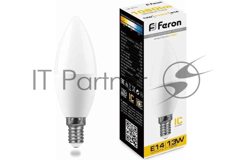 Лампа светодиодная LED 13вт E14 теплый матовая свеча