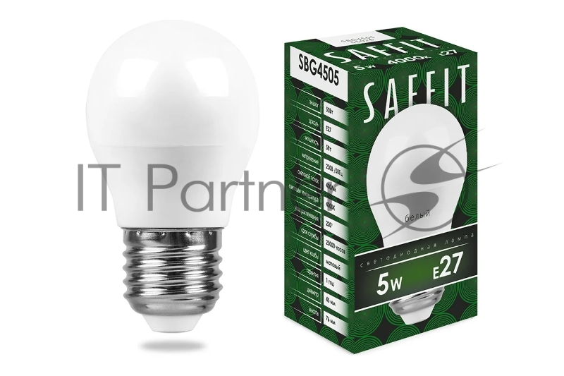 Лампа светодиодная LED 5вт Е27 белый матовый шар