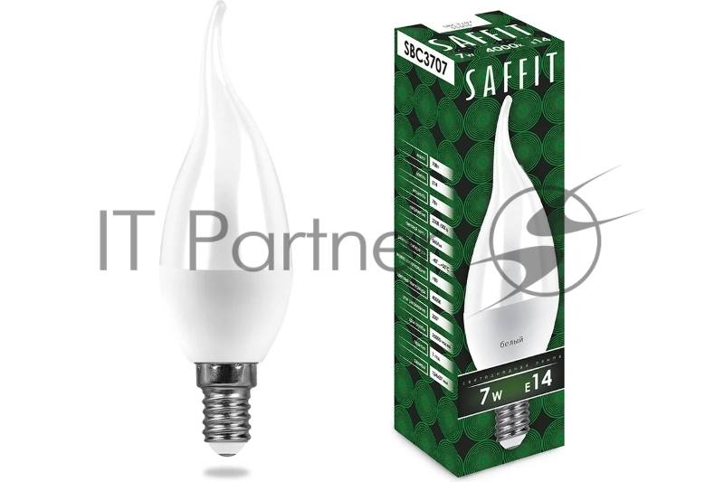 Лампа светодиодная LED 7вт Е14 белый матовая свеча на ветру