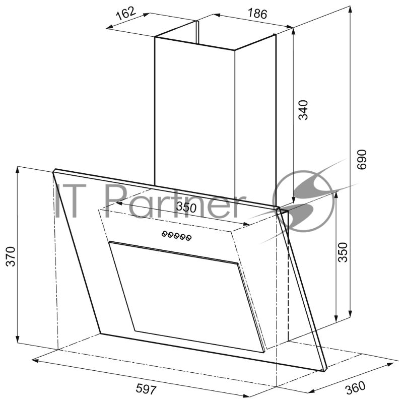 Вытяжка кухонная KRONA VIERKANT 600 WHITE PB