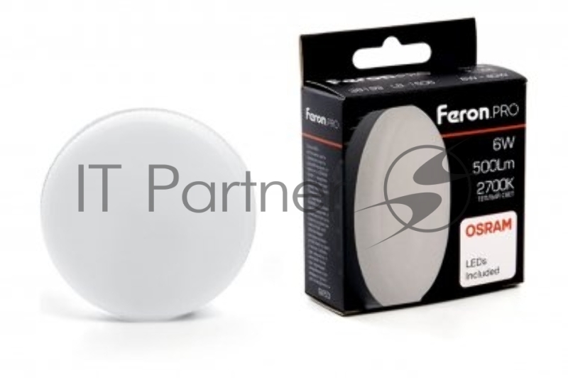 Лампа светодиодная LED 6вт GX53 теплый таблетка Feron.PRO