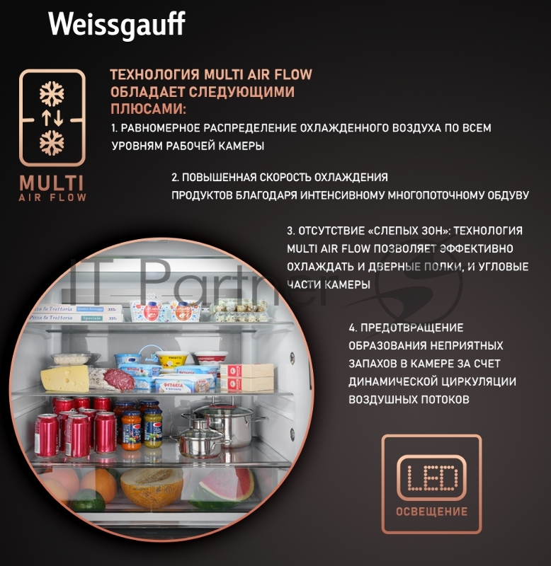 Холодильник Weissgauff WCD 590 NoFrost Inverter Premium Biofresh Dark Inox