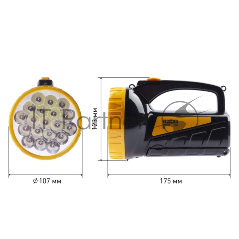 Фонарик кемпинговый походный ударопрочный водонепроницаемый, встроенный светильник, 2 режима, 19 LED TSP19 Трофи