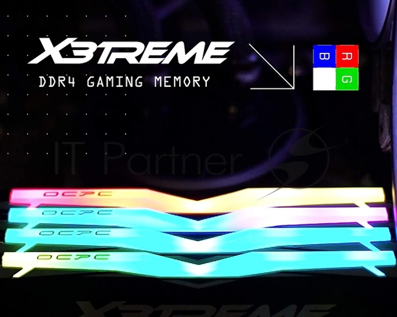 Модуль памяти DDR 4 DIMM 16Gb (8Gbx2), 4000Mhz, OCPC X3 RGB MMX3A2K16GD440C19BL, RGB, CL19, BLACK LABEL