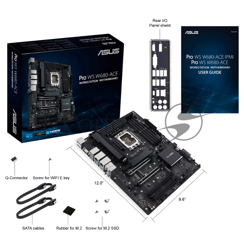 Материнская плата ASUS PRO WS W680-ACE Intel W680 (LGA 1700) ATX motherboard, PCIe® 5.0, DDR5, dual Intel 2.5 Gb Ethernet, three PCIe 4.0 M.2 slots, USB 3.2 Gen 2x2 front panel connector, SlimSAS, SATA 6 Gbps, HDMI®, DisplayPort and VGA