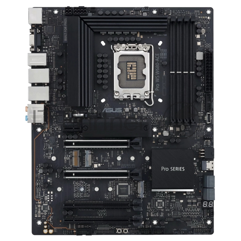 Материнская плата ASUS PRO WS W680-ACE Intel W680 (LGA 1700) ATX motherboard, PCIe® 5.0, DDR5, dual Intel 2.5 Gb Ethernet, three PCIe 4.0 M.2 slots, USB 3.2 Gen 2x2 front panel connector, SlimSAS, SATA 6 Gbps, HDMI®, DisplayPort and VGA