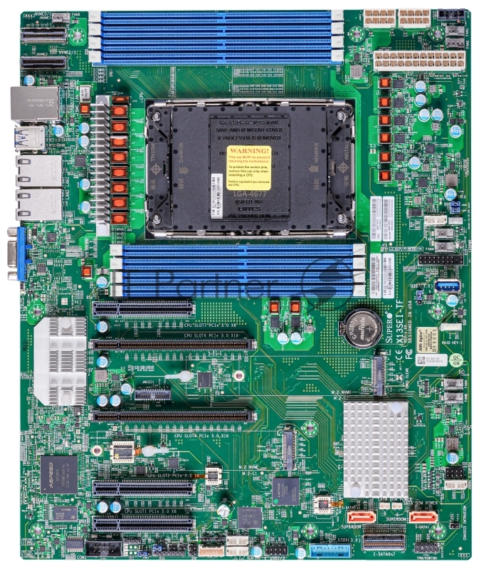 Системная плата/ MB Supermicro X13SEI-TF, 1xLGA-4677,Intel Xeon SP gen 4, Intel C741, 8x DDR5 4800/4400/4000 MHz. 2x10Gbe Base-T X550+1xMgmt LAN, 10xSATA3, 2xSATA-DOM, 4xUSB 3.2, 2xPCI-Ex16+3xPCI-E x8+2xMCIO x8, 2xM.2, ATX