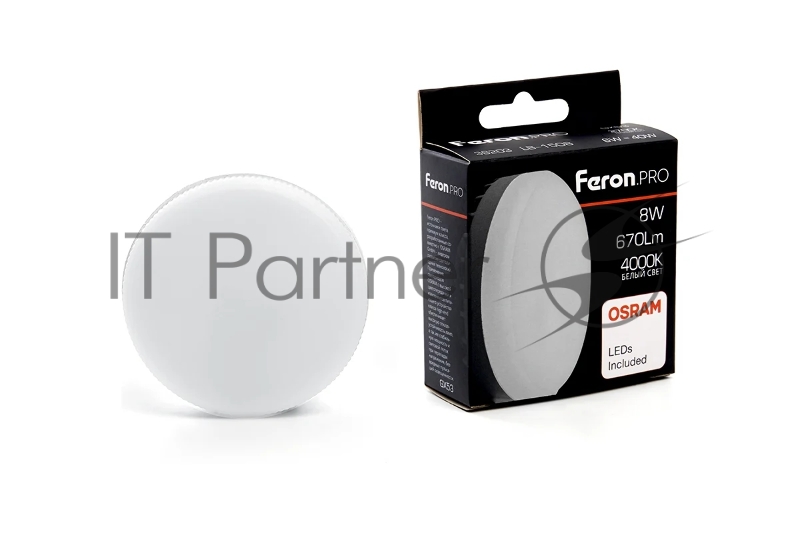 Лампа светодиодная LED 8вт GX53 белый таблетка Feron.PRO