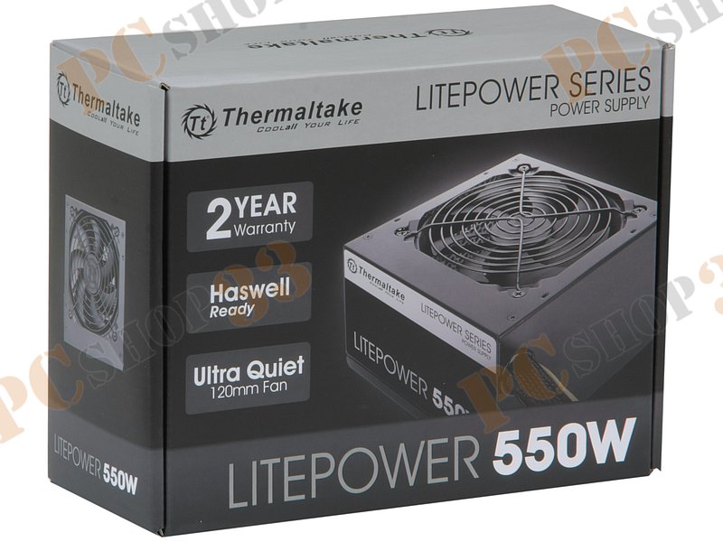 Блок питания 550Вт Thermaltake Litepower 550W LTP-0550P-2 ATX12V V2.3 (20/24+4/8+6/8pin, вентилятор d120мм) + кабель питания EURO (1.5м)