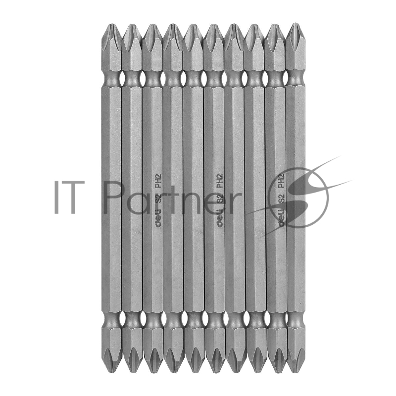 Набор двухсторонних бит 10 шт Deli DL6903 PH2*110мм, сталь S2 с твердостью 58-60HRC, пласт.кейс