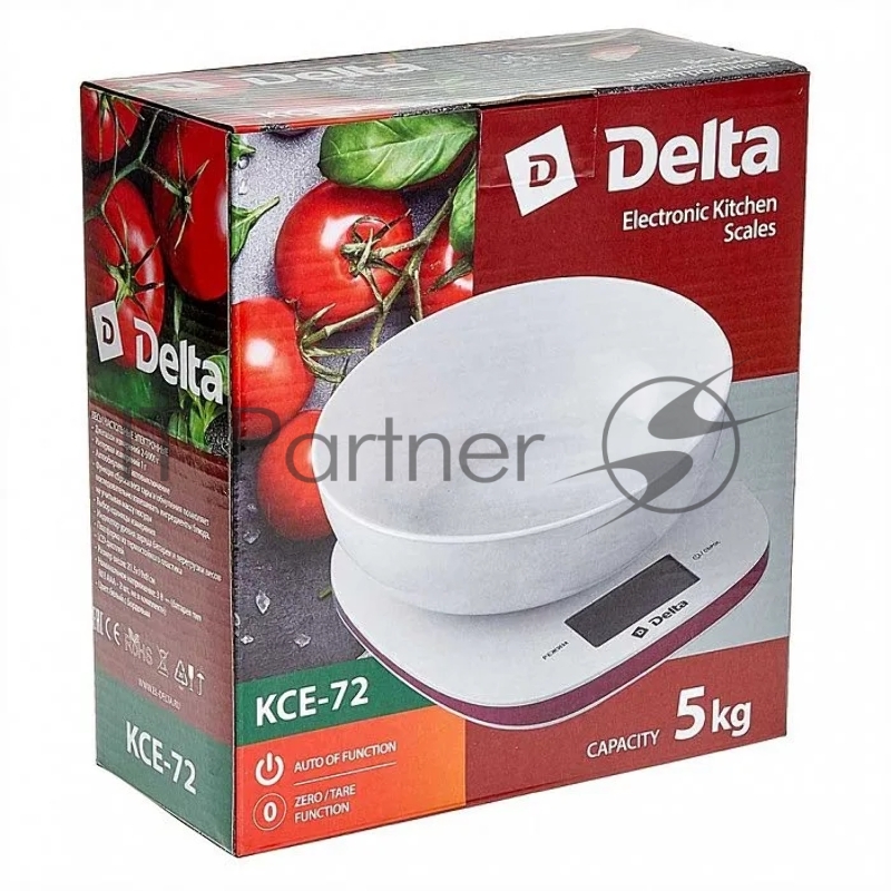Весы настольные электронные DELTA KCE-72 белый с бордовым: 5кг (12)