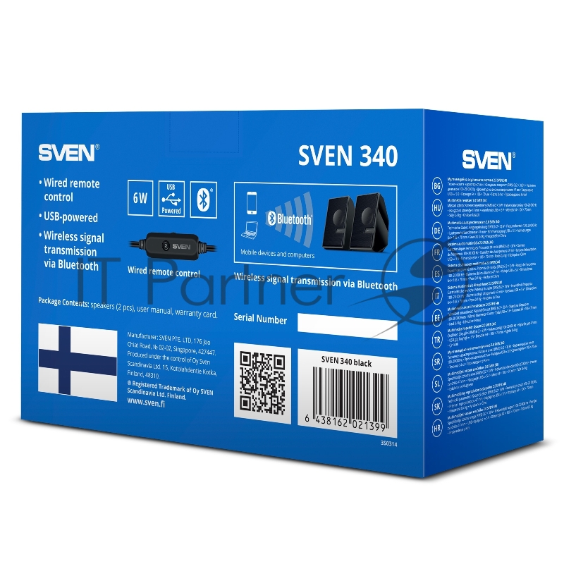 Колоки SVEN АС 340, черный (6 Вт, питание USB, Bluetooth)