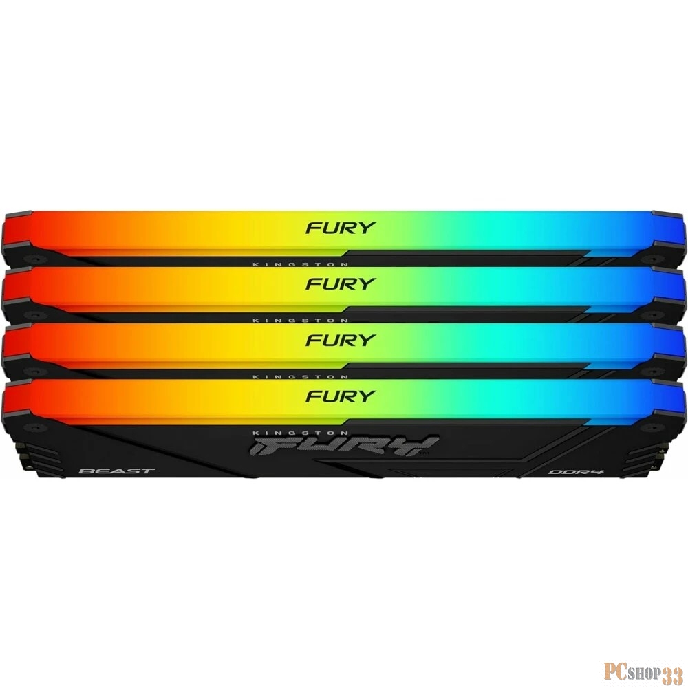 Память оперативная Kingston 128GB 3600MHz DDR4 CL18 DIMM (Kit of 4) FURY Beast RGB