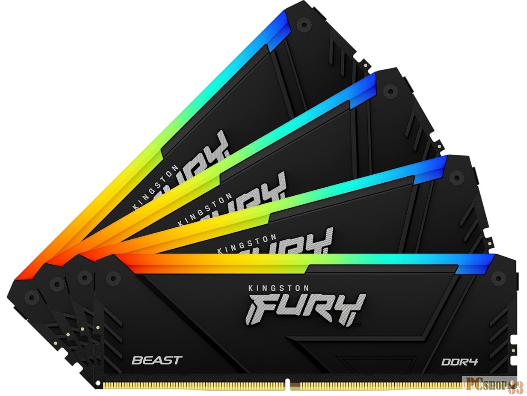Память оперативная Kingston 128GB 3600MHz DDR4 CL18 DIMM (Kit of 4) FURY Beast RGB