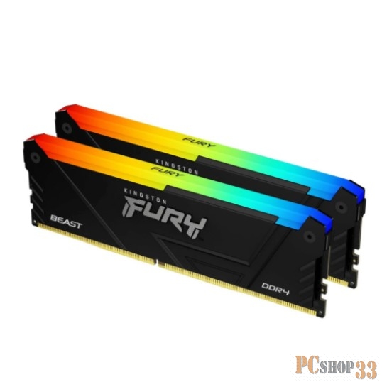 Оперативная память Kingston 32GB DDR4 3600MHz DIMM FURY Beast Black RGB XMP KF436C18BB2AK2/32 kit 2x16Gb, CL18, 288-pin 1.35V Non-ECC