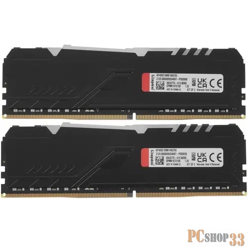 Оперативная память Kingston 32GB DDR4 2666MHz DIMM FURY Beast Black RGB PnP KF426C16BB12AK2/32 kit 2x16Gb, CL16, 1.2V 288-pin Non-ECC