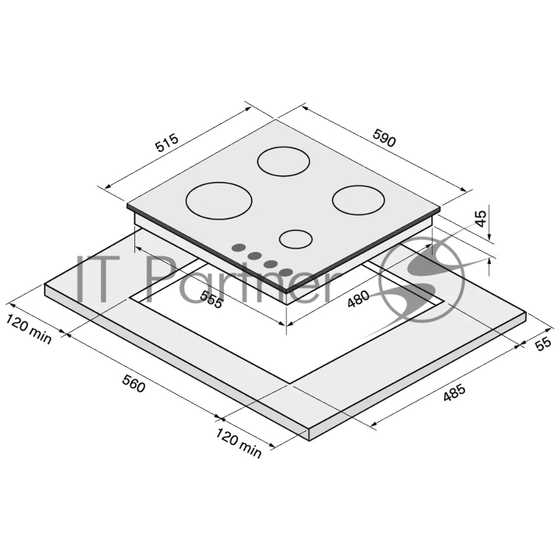 Газовая варочная поверхность KRONA HAGEL 60 WH W