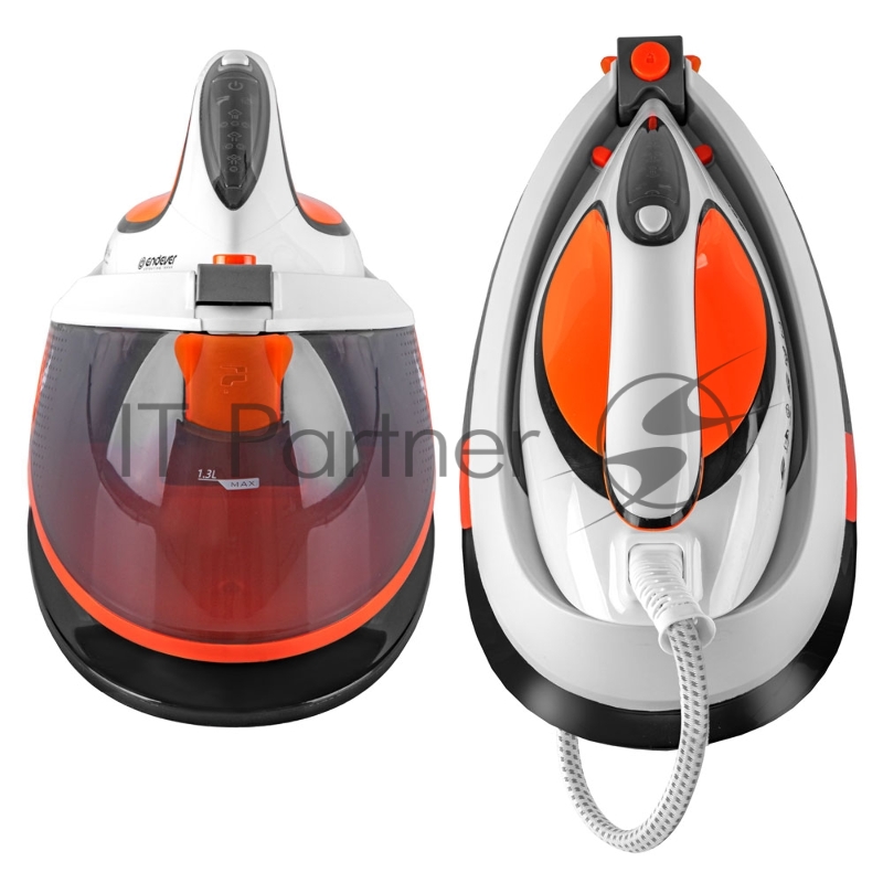 Парогенератор электрический ENDEVER Delta-350, белый/черный/оранжевый, мощность 2400 Вт, макс. паровой удар до 140 г/мин, давление до 3,5 бар, 4шт/уп