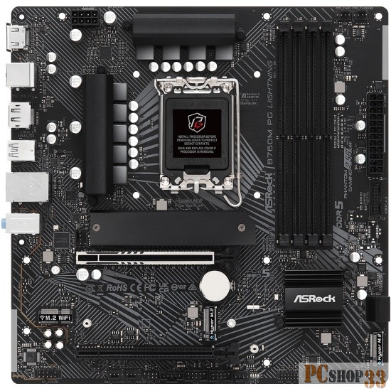 Материнская плата ASRock B760M PG LIGHTNING, Socket 1700, Intel®B760, 4xDDR5-4800, HDMI+DP, 2xPCI-Ex16, 1xPCI-Ex1, 4xSATA3(RAID 0/1/5/10), 2xM.2, 8 Ch Audio, GLan, (2+4)xUSB2.0, (3+2)xUSB3.2, (1+0)xUSB3.2 Type-C™, 1xPS/2, mATX, RTL {}